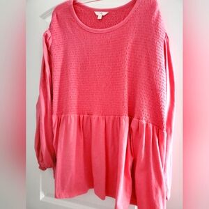 Bright pink smocked top Size 4x
